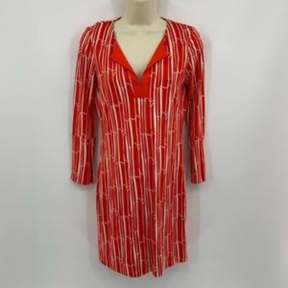 DVF Diane von Furstenberg New Reina Two tunic dress Bamboo Chile silk orange 4 - Picture 1 of 6